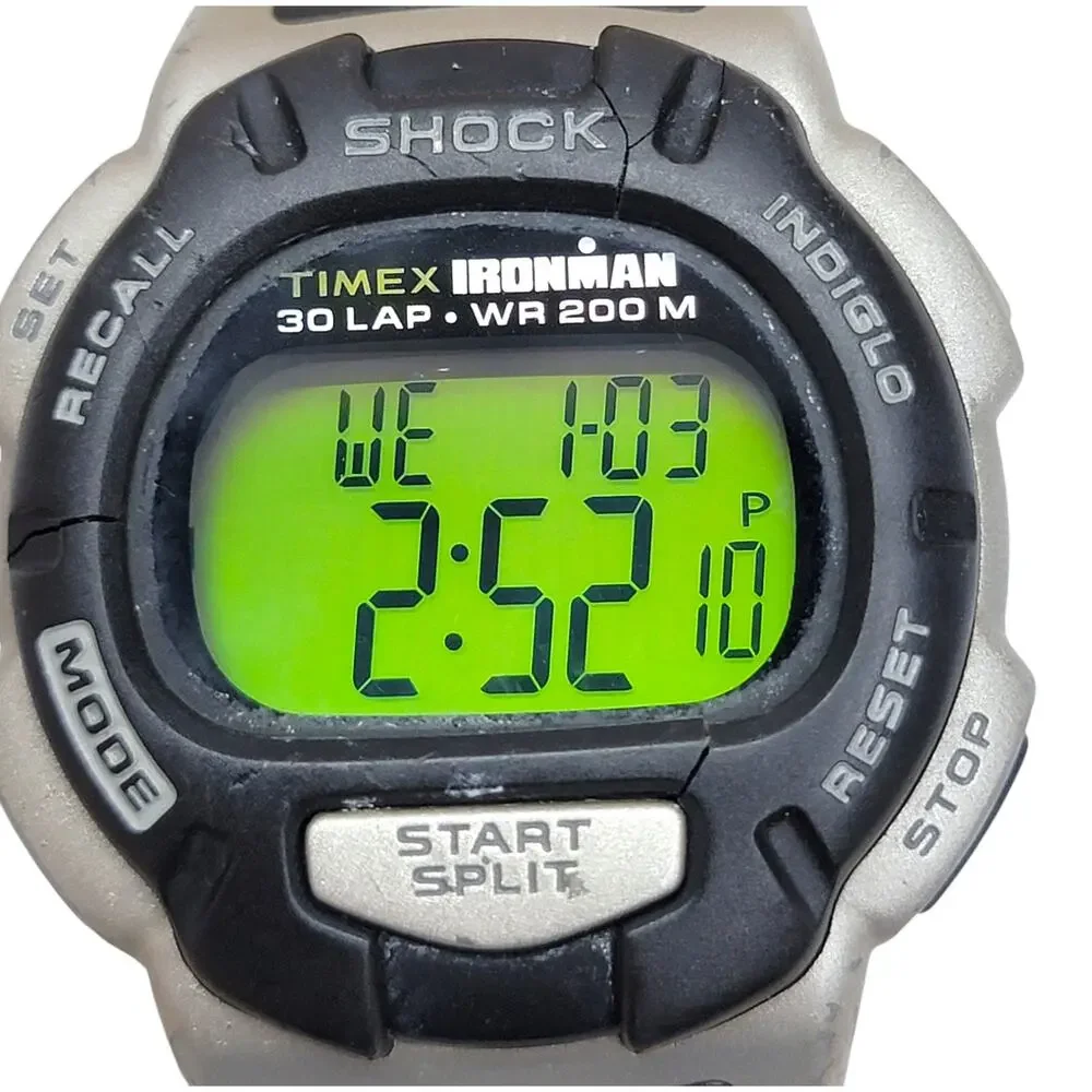Timex Ironman Shock 30 Lap 200M WR Digital Mens Sport Watch Indiglo Running